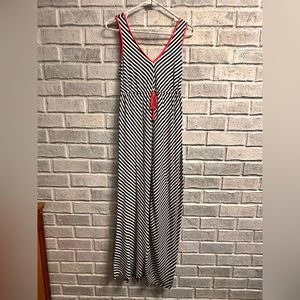 Small black/white and coral chevron maxi dress